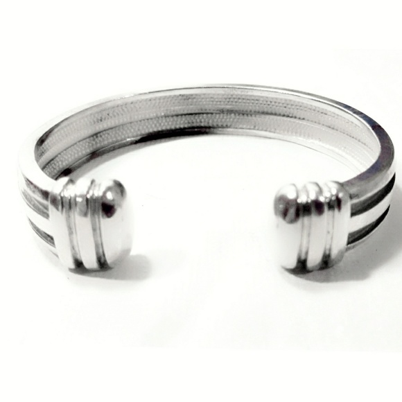 Vintage Art Deco Sterling Silver Heavy Cuff Bracelet - Picture 4 of 7